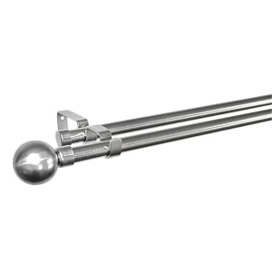 16-19 MM EXPANDING DOUBLE STEEL ROD METAL BALL FINIAL SILVER